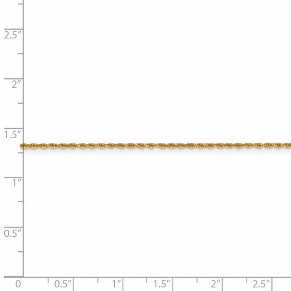 1.3mm 14k Yellow Gold Solid Loose Rope Chain Necklace, 18 Inch - Picture 5 of 8